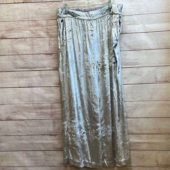 MAEVE BY ANTHROPOLOGIE Pants - MAEVE BY ANTHROPOLOGIE ANASTACIA VELVET WIDE LEG PANTS IN SILVER